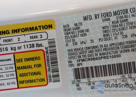 2023 Ford Bronco Sport Big Bend from USA, damaged, VIN 3FMCR9B65PRE10890